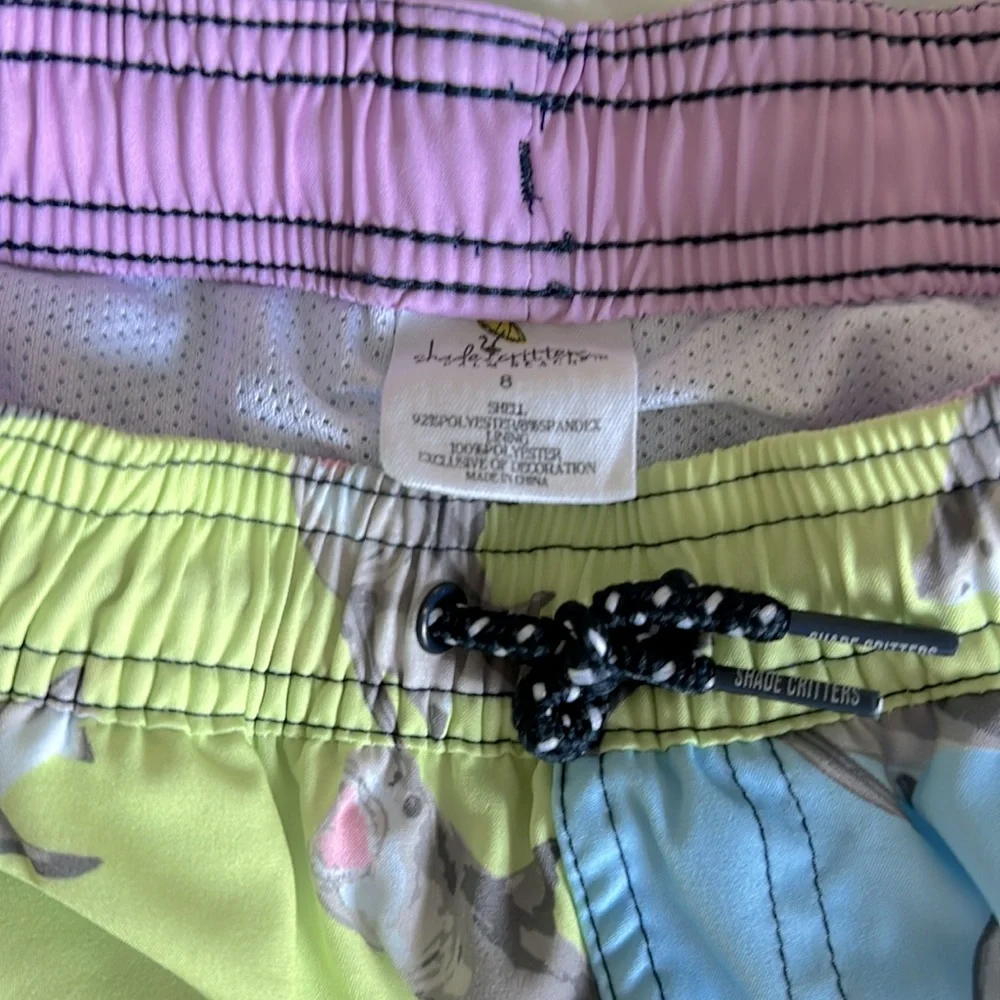 Shade Critters Palm Beach Boys Shark Swim Trunks - Blue / Lilac / Chartruese 8 - Picture 4 of 7